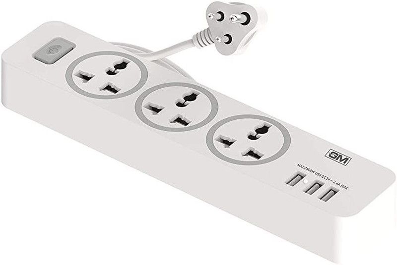 GM 4+1 Power Strip with Master Switch, Indicator, Safety Shutter 120 A Three Pin Socket