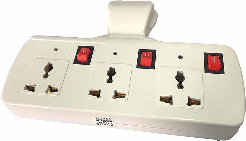 Sales Hub 3+3 Multiplug With Individual Switches, LED Indicators and Fuse Extension Board Individual Switch Spike Guard Three Pin Plug  (White)