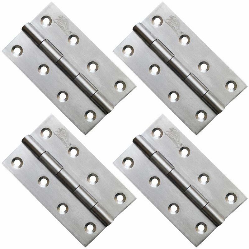 ATLANTIC Door Butt Hinges 5 inch x 1.1/4 x 12 Gauge/2.5 mm Thickness (Stainless Steel, Satin matt Finish, Pack of 4 Piece) Butt/Mortise Hinge  (Silver Pack of 4)