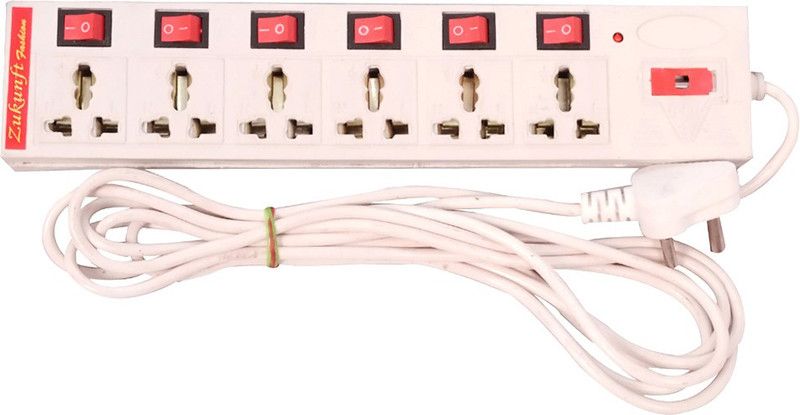 zukunft fashion 6+6 SOCKET SURGE PROTECTOR 6 Socket Extension Boards  (White, 3.5 m)