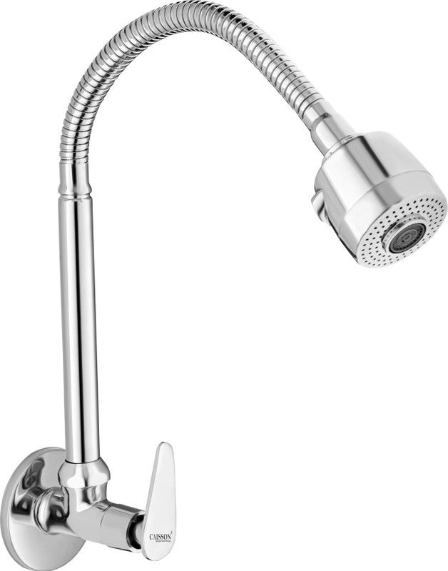 Caisson (Brass) Jazz Kitchen Spout Flexible Sink Cock with Spout Rain Spray and Flange Spout Faucet  (Wall Mount Installation Type)