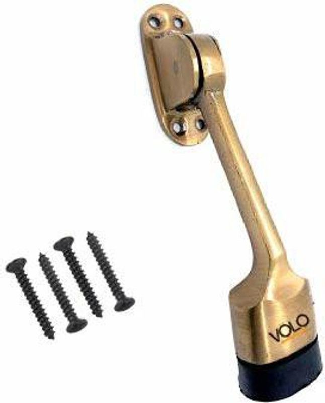 Hyderon Brass Door Stopper 5"-Pack of 1 Pc Door Mounted Door Stopper  (Gold)