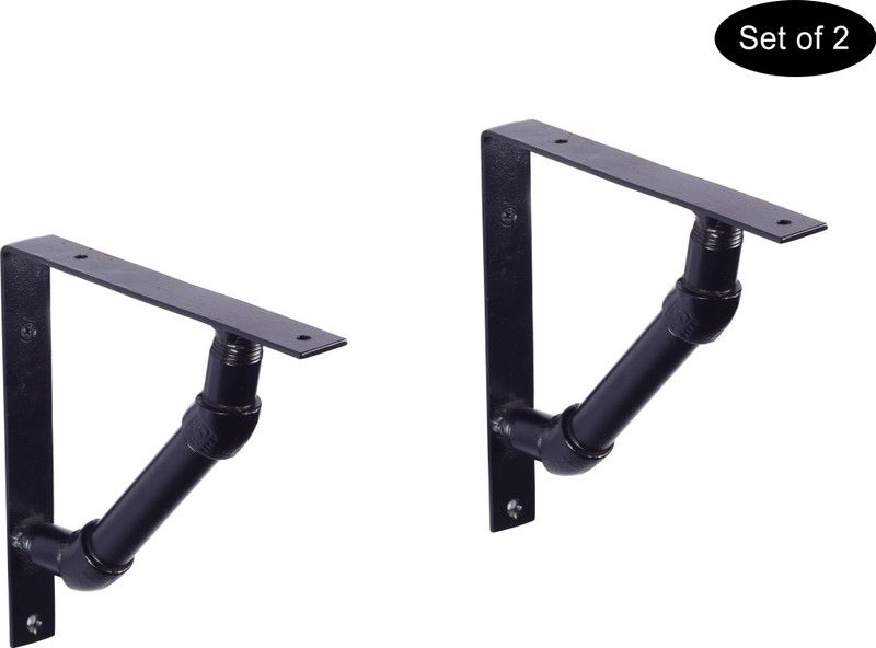 METAL ROOTS Wall Mounting Heavy Duty L-Shape Shelf Brackets for Home Garden Black, Set of 2 19 x 19 Shelf Bracket  (Iron)