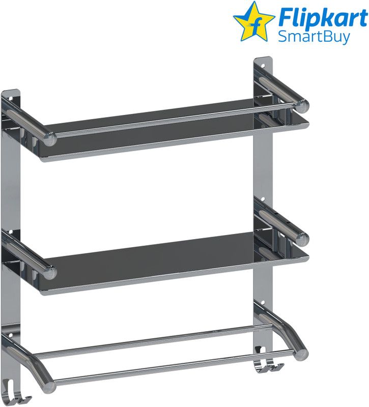 Flipkart SmartBuy Multi-use Rack/Kitchen Shelf/Bathrom Rod Stainless Steel Double Wall Shelf SILVER Towel Holder  (Stainless Steel)