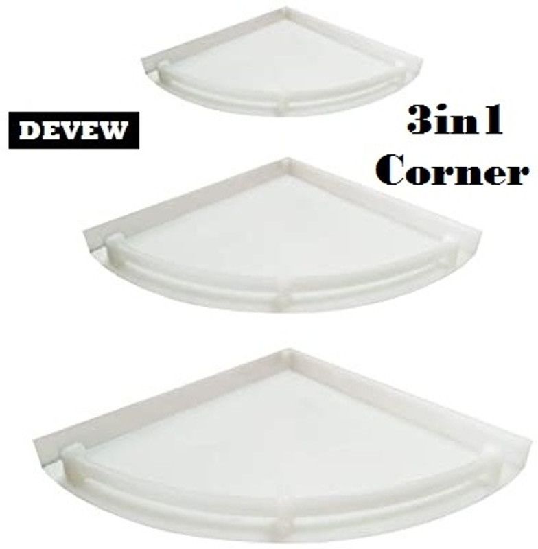 Devew Premium Quality Bathroom Corner Unbreakable Plastic 3in1 Trangle ABS Tray Acrylic Wall Shelf  (Number of Shelves - 3, Clear)