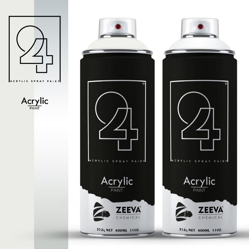 24 Acrylic Signal White & Clear Glossy Spray Paint 400 ml  (Pack of 2)