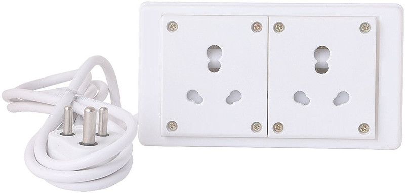 Tinax Heavy Duty PVC Extension Board With 2 Sockets OF 15A+6A 3 Meter Wire 2 Socket Extension Boards  (White, 3 m)