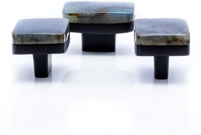 kaashvi Exports Labradorite Gemstone Rectangle Knob Brass Cabinet/Drawer Handle  (Multicolor Pack of 1)