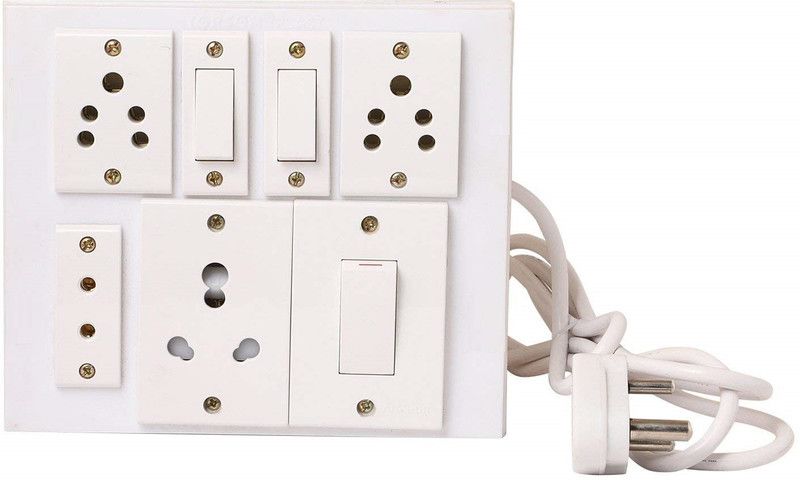 Tinax Heavy Duty Pvc Extension Board (4 Sockets,3 Switches) 7 Meter Wire 4 Socket Extension Boards  (White, 7 m)
