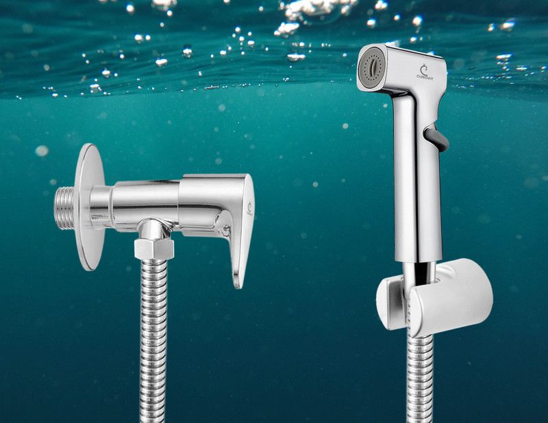 CUROVIT Blake ABS Health Faucet & Zinc Angle Valve with ABS Holder / 1m SS Flexible Pipe Faucet Set