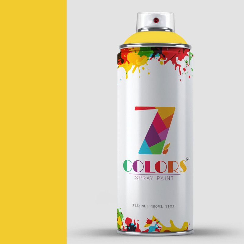 7 Color DIY, Quick Drying with Gloss finish for Metal, Wood, Canvas, Pepar and Walls Signal Yellow Spray Paint 400 ml  (Pack of 1)