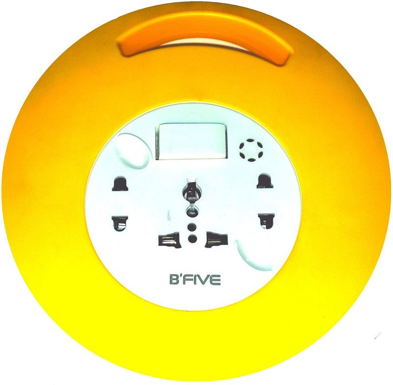 b'five Extension Smile Handy Flex Box strip 8 Meter Long wire, socket surge Protector 3 Socket Extension Boards  (Yellow, 8 m)