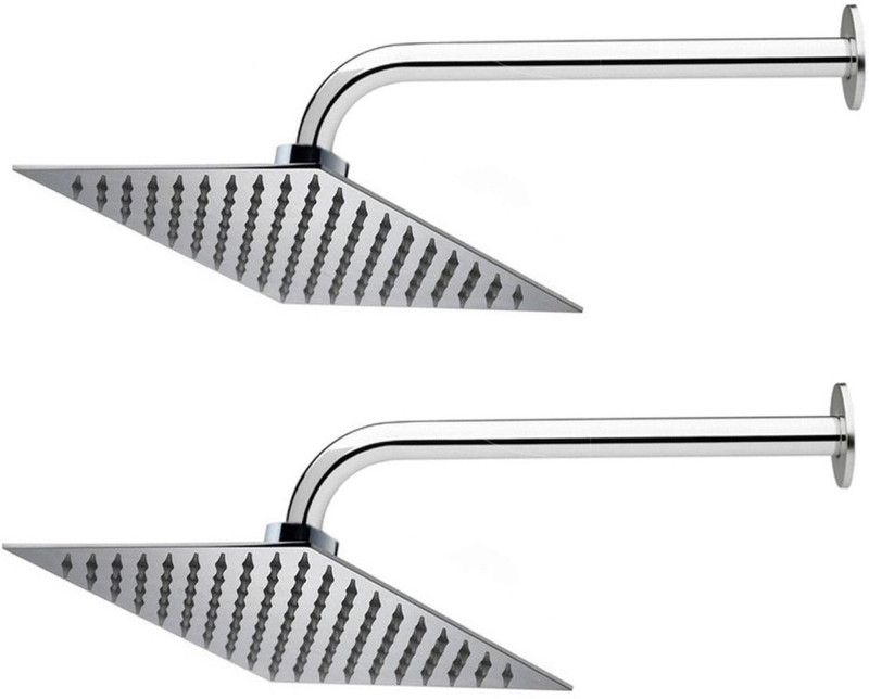 AVLEN 10"x10" Stainless Steel Ultra Slim round Rain Shower Head with 24inch round arm -Pack of 2 Shower Head