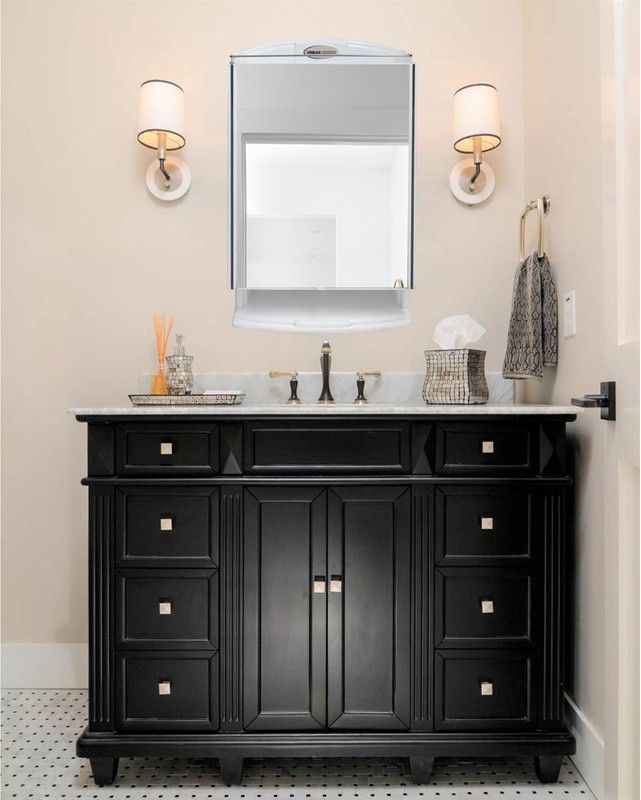 URBAN CHOICE Saffire White Organiser for Bathroom items & Bathroom Mirror  (Rectangle Finish : Glossy)