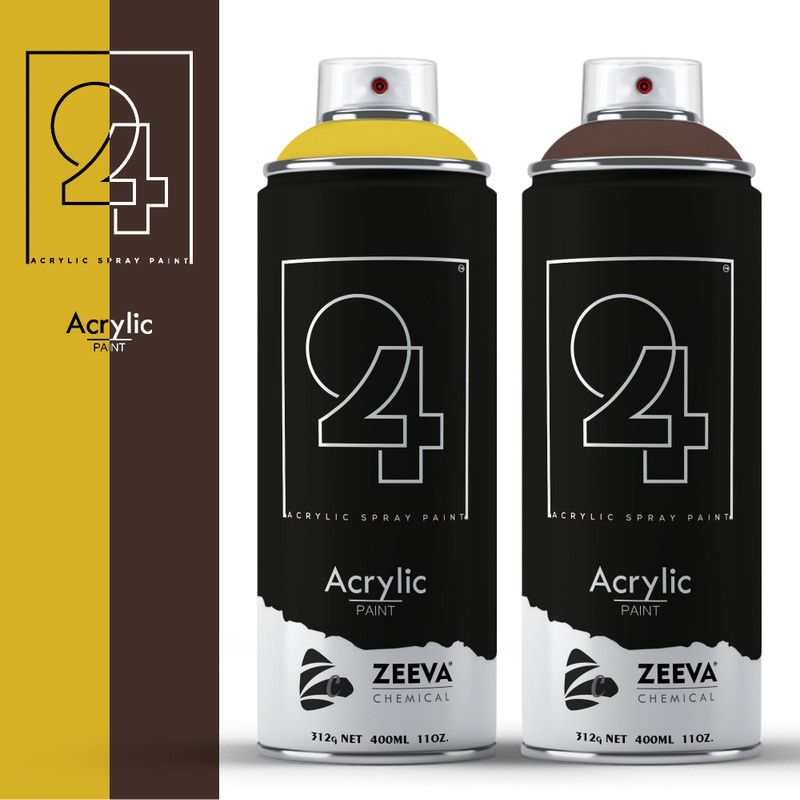 24 Acrylic Lemon Yellow & Chocolate Brown Spray Paint 400 ml  (Pack of 2)