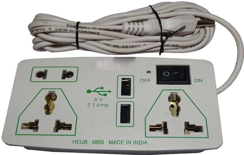 Smars 6660 3 Socket Extension Boards  (White, 4.5 m, With USB Port)