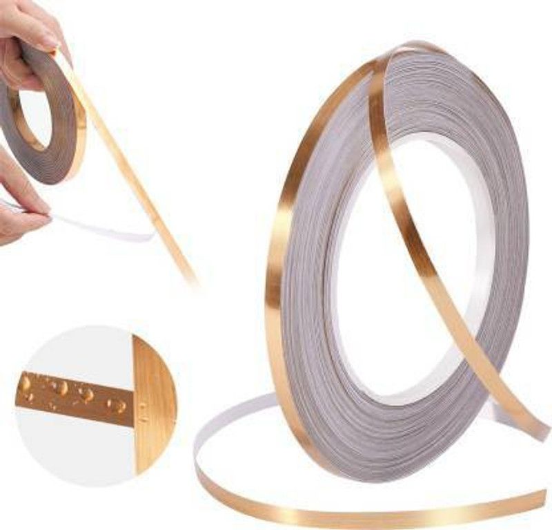 SIDDIVINAYAK CREATION Home Tile Sticker Waterproof Gap Sealing Tape_07 50 m Single Sided Tape  (Gold Pack of 1)