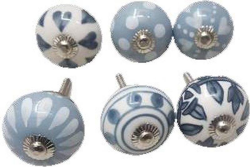 indian crafts Cabinet, Chester, Drawers, Door Knobs Ceramic Cabinet/Drawer Handle  (Grey Pack of 6)