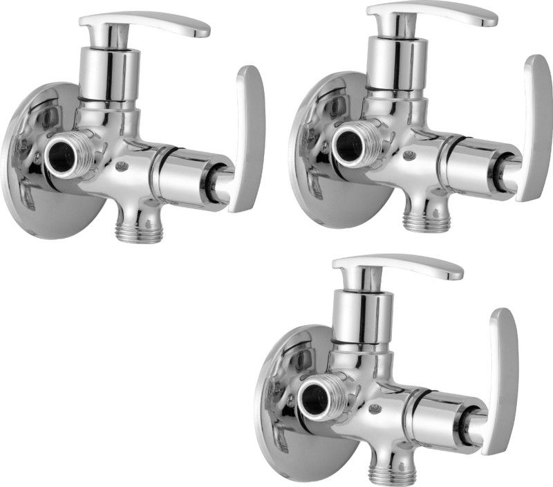 LOGGER - Two way Angle cock with Flange (L20010073A) Pack of 3 pcs Twin Elbow Valve Faucet  (Wall Mount Installation Type)
