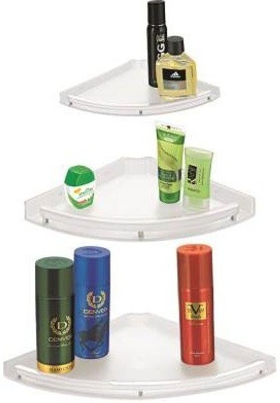 LOGGER - Unbreakable Acrylic Corner Set of 3 pcs (7 Inches, 9 Inches, 11 Inches) Acrylic Wall Shelf  (Number of Shelves - 3, Clear)