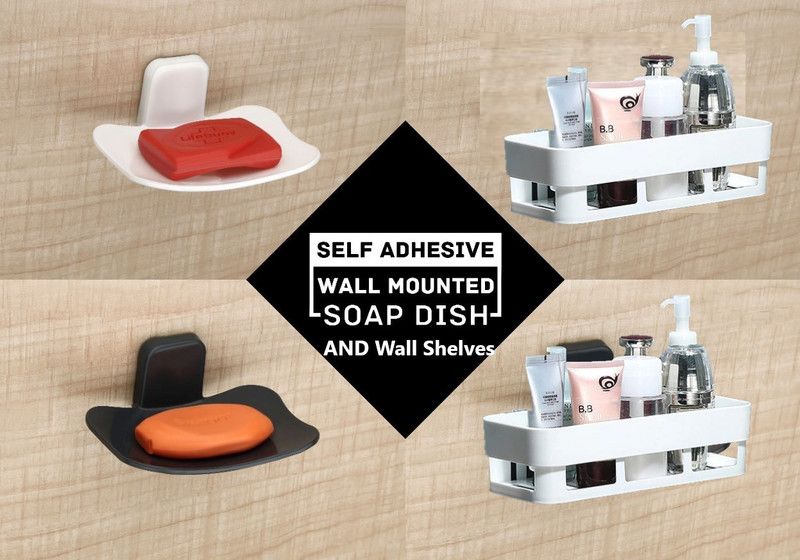 ALUCINANTE Multipurpose Plastic Bathroom Kitchen Office Organizer Rack Bathroom Soap Holder Plastic Wall Shelf  (Number of Shelves - 2, White)