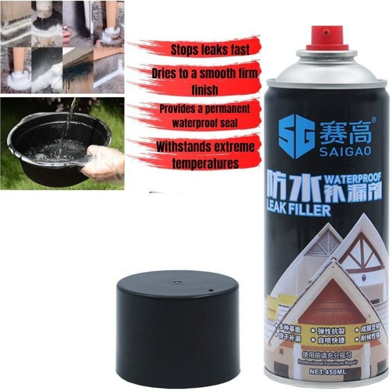 ZURU BUNCH Waterproof Leak Filler Spray Seal Repair Crack Repair Black Rubber Coating Spray Crack Filler  (450 ml)