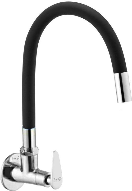 Prestige Jazz (Brass ) Sink Cock with Silicon Swivel Spout, Black & Chrome Finish Spout Faucet  (Wall Mount Installation Type)
