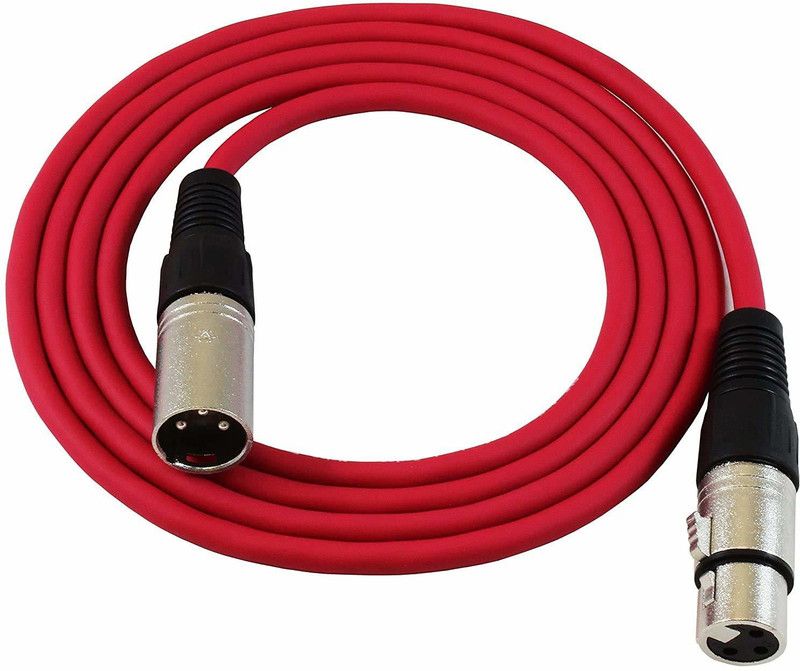 WON XLR Male to XLR Female Cable 3 Pin Pro Audio Mic Patch Cord, Shielded and Balanced Cable, Amplifier,Guitar Studio/Broadcast. (5 Meter/16.4 Feet) RED Wire Connector  (Red, Pack of 1)