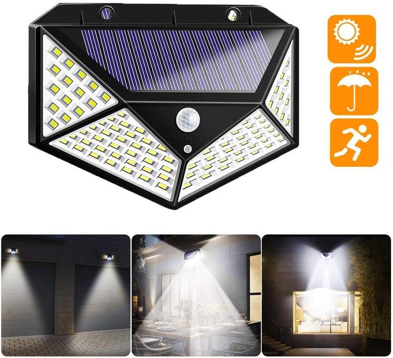 geutejj Outdoor Solar Light PIR Motion Sensor Wall Light Waterproof Solar Sunlight_100 Solar Light Set  (Wall Mounted Pack of 1)
