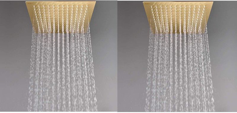 AMJ 8Inches (8X8) Luxury Full Gold Plated SS Rainfall Shower Head (SET OF 2) Shower Head
