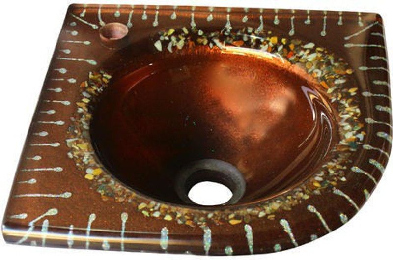 Arvind sanitary beautiful design Glass wash Basin Corner Corner Basin  (Multocolor)