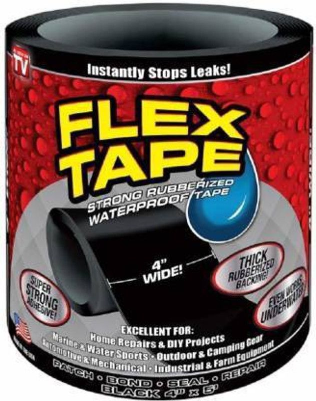 SMBT Leak Rubberized Waterproof Seal Flex Seal Flex Tape Super Strong Adhesive 4" X 5' Sealant Tape - Black 5 cm Single Sided Tape (Black Pack of 1) 5 cm Single Sided Tape  (Black Pack of -1)