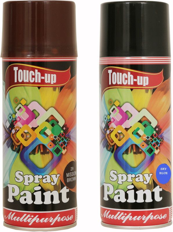 Touch-up Ready-to-Use Aerosol Spray Paint for Car, Bike, Wall Painting, Home & Furniture Mission Brown & Sky Blue Spray Paint 400 ml  (Pack of 2)