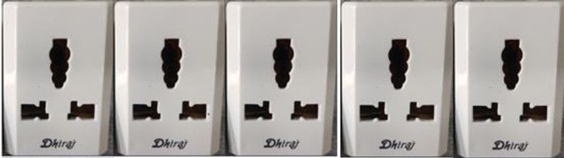 Dhiraj 6 Amp to 16 Amp Convertor and Multi Plug (Pack of 5) Premium Quality Three Pin Plug  (White)