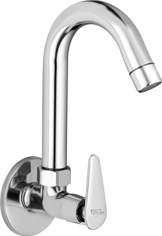 AVLEN Brass Sink Cock Jazz Handle with Swivel Spout,with Flange and Aerator Foam Flow-Set of 1 Pillar Tap Faucet  (Wall Mount Installation Type)
