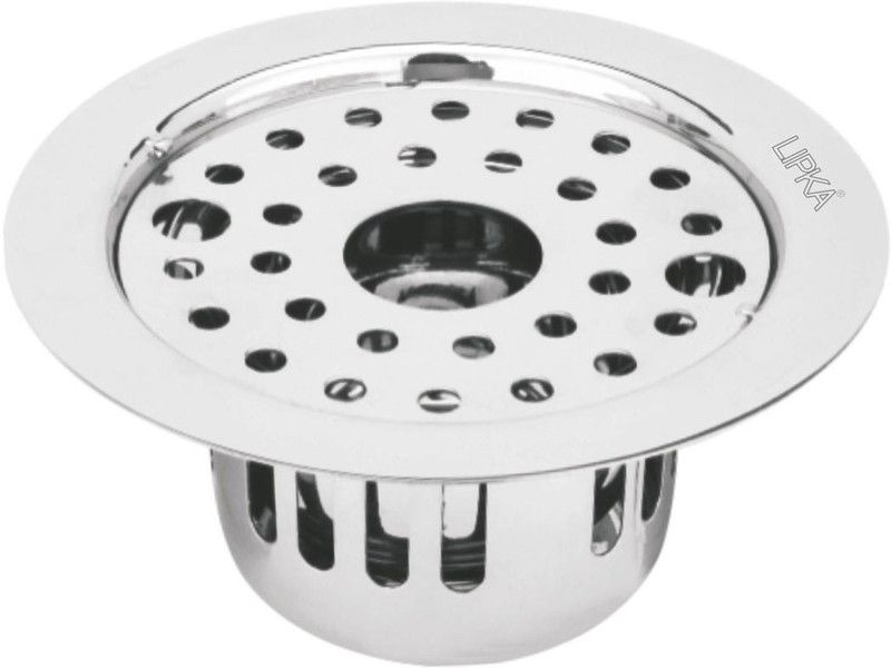 Lipka Floor Stainless Steel Push Down Strainer  (14 cm Set of 1)