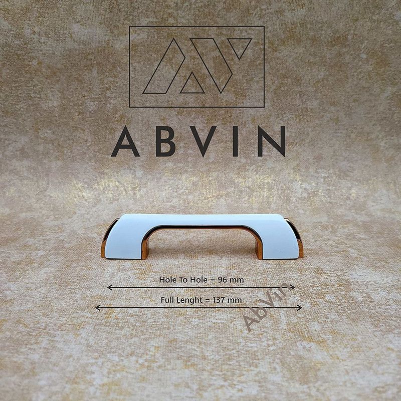 ABVIN Premium White Gold Bar Handles Modern Gold Cabinet Hardware (96 mm ( 4 inch )) Zinc Cabinet/Drawer Handle  (Gold, White Pack of 1)