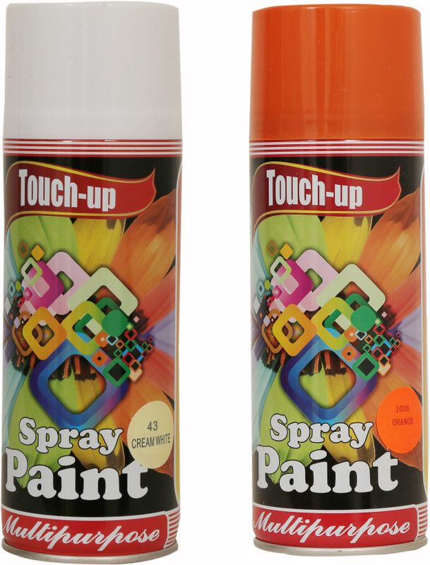 Touch-up Ready-to-Use Aerosol Spray Paint for Car, Bike, Wall Painting, Home & Furniture Cream White & Orange Spray Paint 400 ml  (Pack of 2)