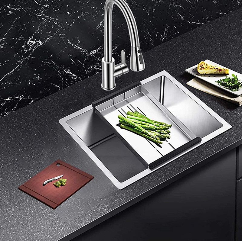 tantia Royal 24x18x10 Single Bowl Handmade Kitchen Sink Vessel Sink  (Grey)