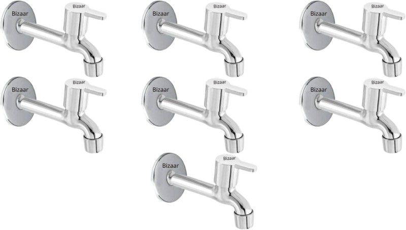 Bizaar Medi Stainless Steel Long Body Taps For Bathroom and Kitchen Taps Bib Tap Angle Valve/Cock With Wall Flange and Quarter Turn Fitting (Pack Of 7) Bib Tap Faucet  (Wall Mount Installation Type)