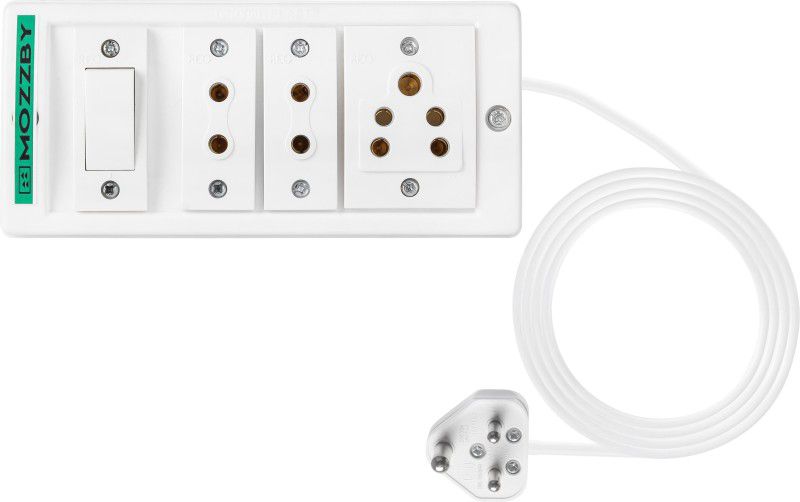 MOZZBY Extension Board with Long Wire 20 Meter and 3 Socket 1 Switch with Fuse Surge Protector, White 3 Socket Extension Boards  (White, 20 m)