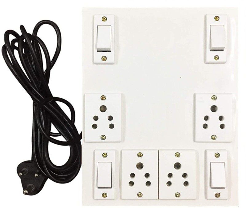 Engarc Plastic Extension Board with 4 Socket & 4 Switch & 9 Meter Wire 4 Socket Extension Boards  (White, 9 m)