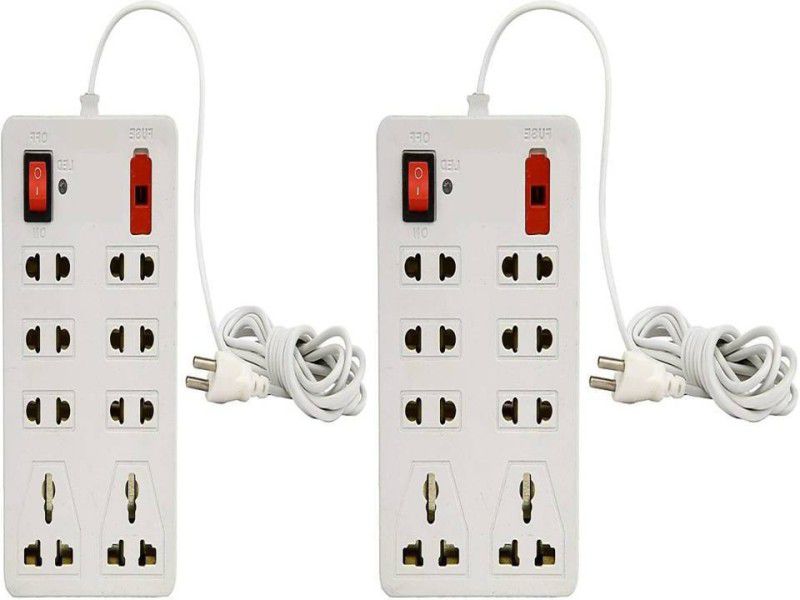 GLUCKLICH EXTENSION BOARD 8+1 8 Socket Extension Boards  (White, 3.5 m, With USB Port)