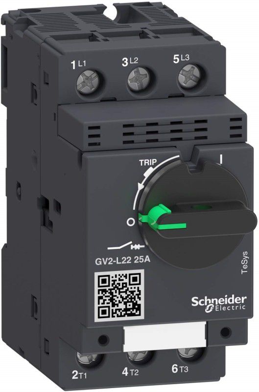 Schneider Electric GV2L22 TeSys MAGNETIC CIRCUIT BREAKER 3 Pole Wire Connector  (Black, Pack of 1)