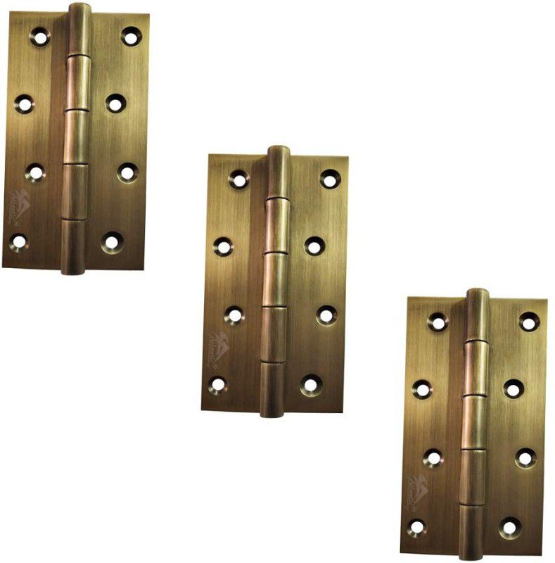 ATLANTIC Door Butt Hinges 5 inch x 1.1/4 x 12 Gauge/2.5 mm Thickness (Stainless Steel, Antique Finish, Pack of 3 Piece) Butt/Mortise Hinge  (Antique Finish Pack of 3)