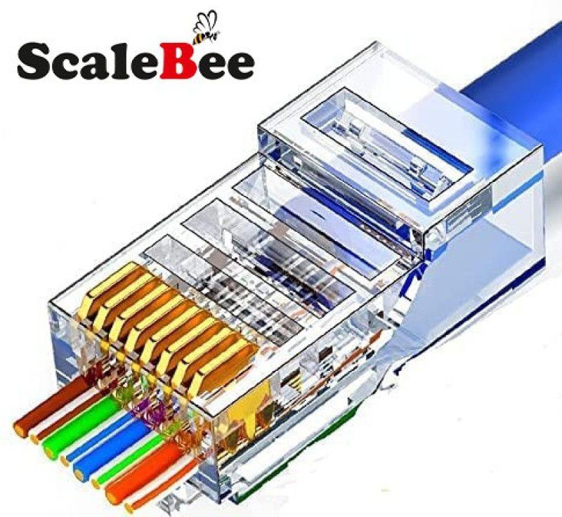 Scalebee 125 Pcs RJ45 Cat6 Pass-Through Connector Ends, Cat5, Cat5e, Cat6 8P8C Connector pass through RJ45 Wire Connector  (Multicolor, Pack of 125)