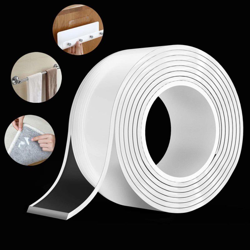 JIFFY ENTERPRISE 3 Meter Double Sided Tape - Adhesive Silicone Tape, Heavy Duty, Heat Resistant 3 cm Double-sided Tape  (White Pack of 1)