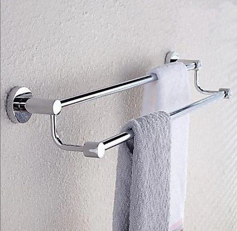 PRONIKS Stainless Steel Towel Rod/Towel Rack for Bathroom/Towel Bar/Hanger/Stand/Bathroom Accessories (18 Inch - Chrome Finish) 24 inch 2 Bar Towel Rod (Stainless Steel Pack of 1) Silver Towel Holder  (Steel)