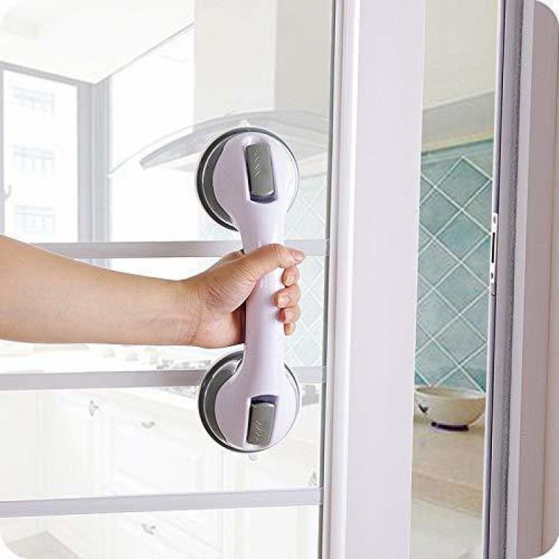 HVG TRADERS Bathroom Strong Suction Cup Helping Handle Easy Grip Safety Shower Support, Bath-tub Support, Door Helping Handle Plastic Door Handle (White Pack of 1) Plastic Door Handle  (Multicolor Pack of 1)