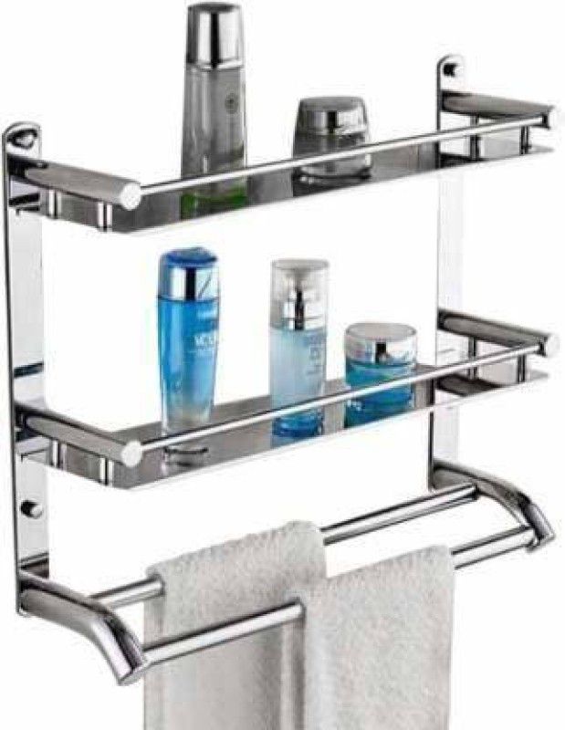 Filox Stainless Steel Multi-use Rack / Bathroom Shelf / Kitchen Shelf / Bathroom Stand / Bathroom Rod / Bathroom Accessories Stainless Steel Wall Shelf 14 inch 3 Bar Towel Rod  (Stainless Steel Pack of 1)